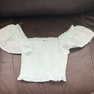 BB Dakota by Steve Madden Light Green Smocked Blouse